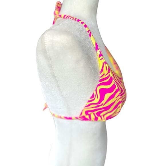 Princess Polly Swim 2 Pc Set Bikini Top Wrap Sarong Skirt Pink Yellow Zebra 10 - Picture 8 of 16